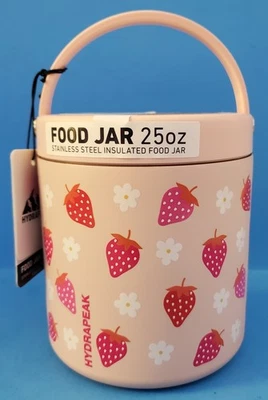 NUEVO tarro Hydrapeak acero inoxidable almuerzo aislado 25 OZ fresa y flores Foto 1 de 4