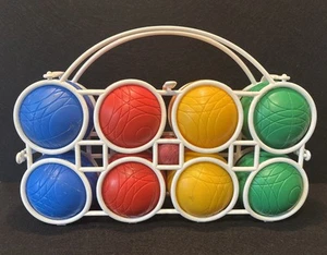 Juego completo de bolas de petanca Sportcraft vintage todo original a color, gato y estuche de transporte - Imagen 1 de 2