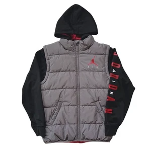 Air Jordan Hoodie Puffer Vest Jacket Boys Sz Large 12-13 Jumpman Streetwear Y2K - Picture 1 of 12