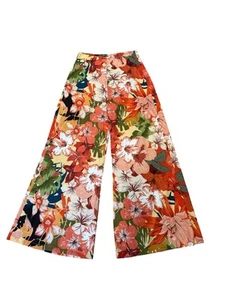 BSB Collection Bold Floral Wide Leg Palazzo Casual Resortwear Pants Size 41 Tall - Picture 1 of 14