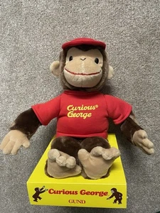 VINTAGE CURIOUS GEORGE Monkey GUND PLUSH DOLL STUFFED ANIMAL Plush RED CAP - Picture 1 of 10