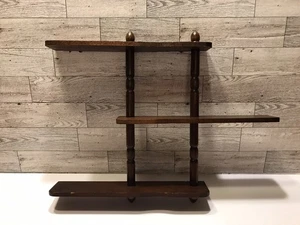Vintage Wooden 3 Tier Wood Wall Spindle Shelf - Picture 1 of 3