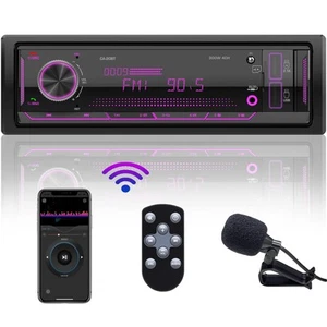 Single Din Car Stereo Receiver: Bluetooth Car Radio System - Marine Audio wit... - Picture 1 of 8
