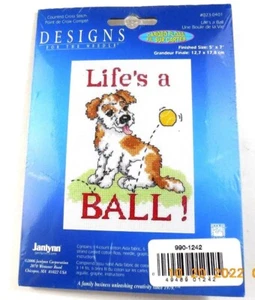 Janlynn Designs For The Needle Lifes A Ball Dog Counted Cross Stitch Kit 5 x 7 - Picture 1 of 2