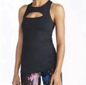 NWT Fabletics Built in Bra Tank Women Large Black Tie Raceback Size S/6 H13 - Picture 1 of 7