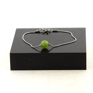 Bracelet Stainless Steel 1 Pearl Peridot 8 Mm. Manufactured IN France - Picture 1 of 2