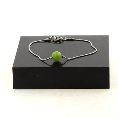 Armband aus Edelstahl 1 Perle Peridot 8 Mm. Made IN Frankreich - Bild 1 von 2