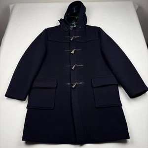 Vintage Brooks Brothers Duffle Horn Toggle Coat Size 44 Navy Made in England - Picture 1 of 9
