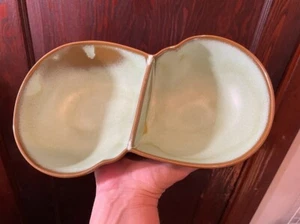 Vintage Frankoma Rounded Divided Dish Bowl Prairie Green - Picture 1 of 6