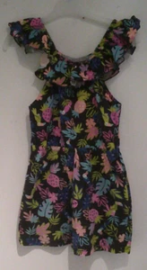 Dunkelblau/bunt gemusterter Jumpsuit/Overall Kurzarm/kurzes Bein Gr. 110 - Bild 1 von 1