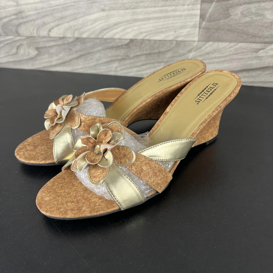 Sandalias Seychelles de corcho y flores para mujer talla 11 marrón cómodo tacón de cuña Foto 1 de 4