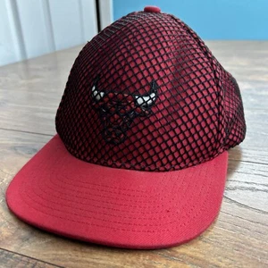 Chicago Bulls Hat Mitchell & Ness Red Black Mesh Netting NBA Wool Vintage? Rare - Picture 1 of 12