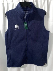L.L. Bean Sweater Fleece Vest Navy Blue Women’s Medium NWT Nationwide Logo - Picture 1 of 4