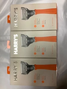 3 pack Harry's Razor Handle bright Orange + Two - 5 Blade Cartridges - Picture 1 of 3