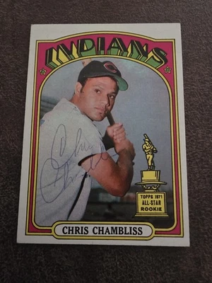 Исторический выкуп автографов подписан с карточкой новичка Криса Чэмблиса 1972 года Topps - Изображение 1 из 3