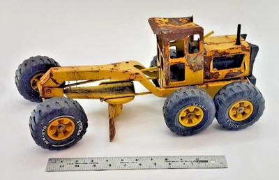 Cubo amarillo niveladora de carretera Tonka de acero prensado vintage años 705 Foto 1 de 4