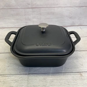 Staub Stoneware Square Baker 2.5 qt 9" Casserole Baking Dish Black - Picture 1 of 10