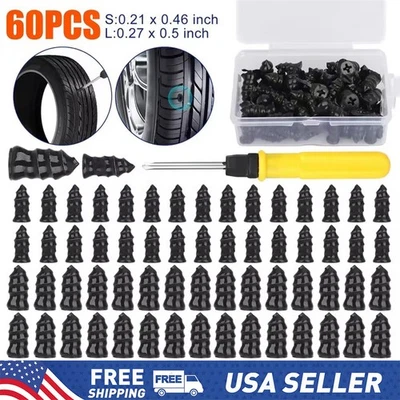 Juego de herramientas de tornillo de goma para reparación de neumáticos de aspiradora de automóvil 60 piezas + destornillador con caja Foto 1 de 4