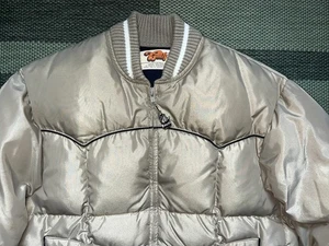 Vtg 80s Comfy Down Filled Western Puffer Jacket USA Made Mens L - Picture 1 of 18