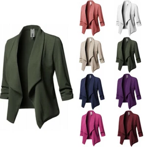 UK Sz 12-22 Cardigan Blazer Womens Suit Coat Ladies Collar Jacket Plus Size - Picture 1 of 21