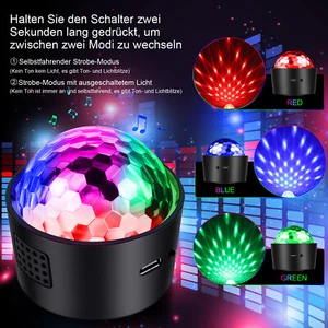 LED Discokugel Licht Lichteffekt Mini DJ Balls Licht USB Stimmgesteuertes Party - Bild 1 von 19
