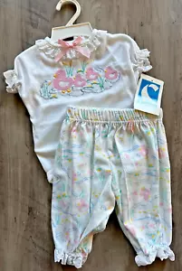 NWT Vintage Carter's Baby Girls Size 3 Months Outfit EASTER Ducks Pink 1990's - Picture 1 of 9