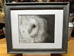 Drawing of a an Barn Owl Wildlife Nature Graphite Pencil Art Sketch Picture - Picture 1 of 16