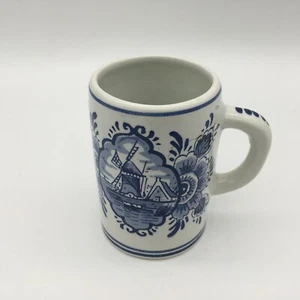 Blue Delft Hand Painted Mini Beer Stein Mug Vintage Pyramide Gouda Holland #442 - Picture 1 of 7