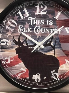 Reflective Art ‘ This is Elk Country’ Classic Wall Clock 16-Inch. RETIRED - Picture 1 of 2