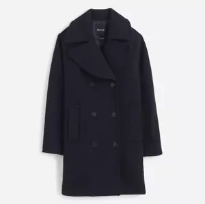 New MADEWELL Sz 1X Plus Oversized-Collar Peacoat Insuluxe Fabric Navy $328 NT964 - Picture 1 of 6