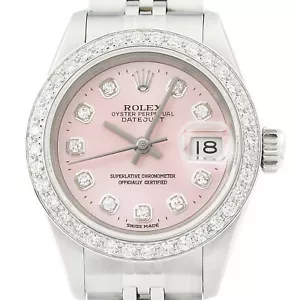 Rolex Damen Datejust 69174 18K Weiss Gold & Stahl Rosa Zifferblatt Diamant Watch - Bild 1 von 7