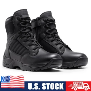 Men's Military Tactical Work Boots Side Zipper Hiking Boots Shoes 8-13 US Size - Picture 1 of 30