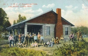 CADILLAC MI - Y.M.C.A. Bungalow and Camp Lake Mitchell Postcard - 1911 - Picture 1 of 2