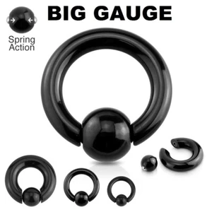 Anillo de cuentas cautivas NEGRO carga de resorte CBR calibre de oreja pezón perno perforación joyería - Imagen 1 de 1