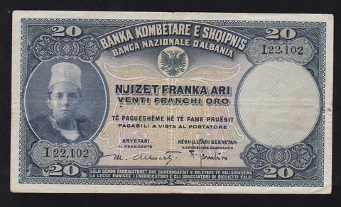 ALBANIA ---  20 FRANKA ARI  1926  ---- VF --- VERY NICE Cover