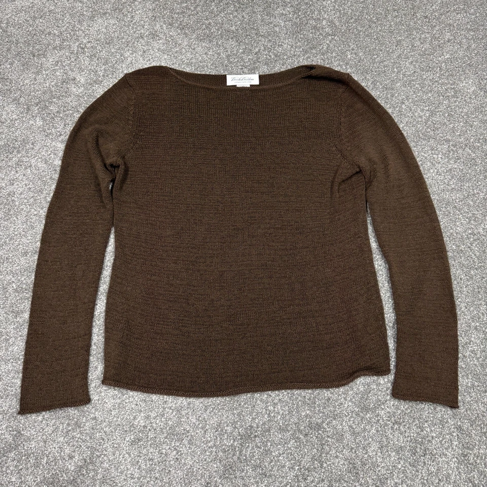 Suéter Brooks Brothers Mujer Pequeño Marrón Pullover Seda Suave Trabajo Ligero Foto 1 de 4