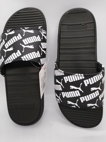 Puma Cool Cat B 2 BX Slides da uomo 38246302 logo ripetuto bianco nero taglia 8 9