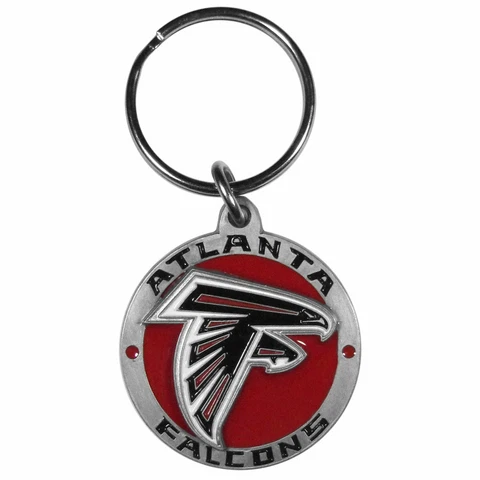 Atlanta Falcons 3-D Logo Metal Key Chain NFL Football (Round) Cover