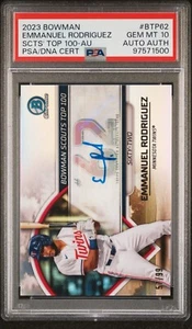 Emmanuel Rodriguez 2023 Bowman Scouts Top 100 AUTO PSA 10/99 #BTP-62 GEMELOS - Imagen 1 de 3