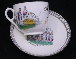 VINTAGE SWANSEA, WALES, SOUVENIR TASSE & UNTERTASSE SET, KLEIDUNG, HOCHZEIT, FARBE - Bild 1 von 9