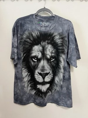 2015 Жидкий синий лев футболка галстук краситель синий серый мужской размер XLarge короткий рукав - Изображение 1 из 4