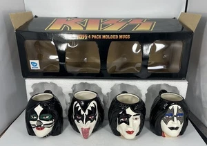 KISS Rock Band 4-Pack Molded Coffee Mug Set FYE Exclusive 2015 Original Box - Picture 1 of 15