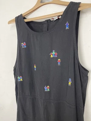 Vestido tipo jersey Talbots Petites L negro bordado sin mangas mezcla de algodón para mujer Foto 1 de 4