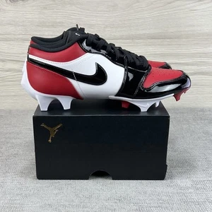 Size 9- Air Jordan 1 Low TD Football Cleats Patent Bred Toe (FJ6245-601) - Picture 1 of 10