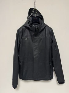 Under Armour Jacket Mens Medium Black Hooded Full Zip Water Resistant Loose Fit - Picture 1 of 11