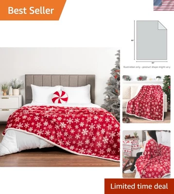 Manta Sherpa 60x80 con Estampado de Copo de Nieve Moderno - Cómoda y Duradera Foto 1 de 4