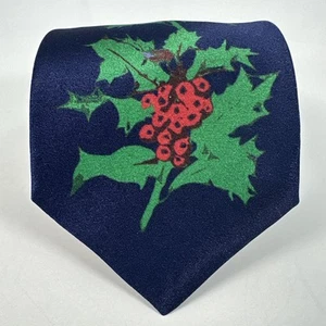 Etro Silk Skinny Neck Tie Blue Mistletoe Print 60L 3W Made in Italy - Picture 1 of 6