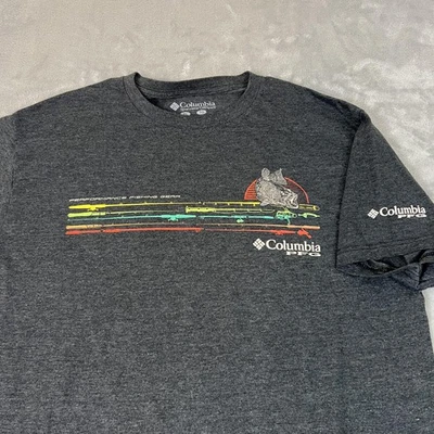 Camiseta masculina Columbia PFG cinza desempenho gráfico equipamento de pesca camiseta ao ar livre - Imagem 1 de 4