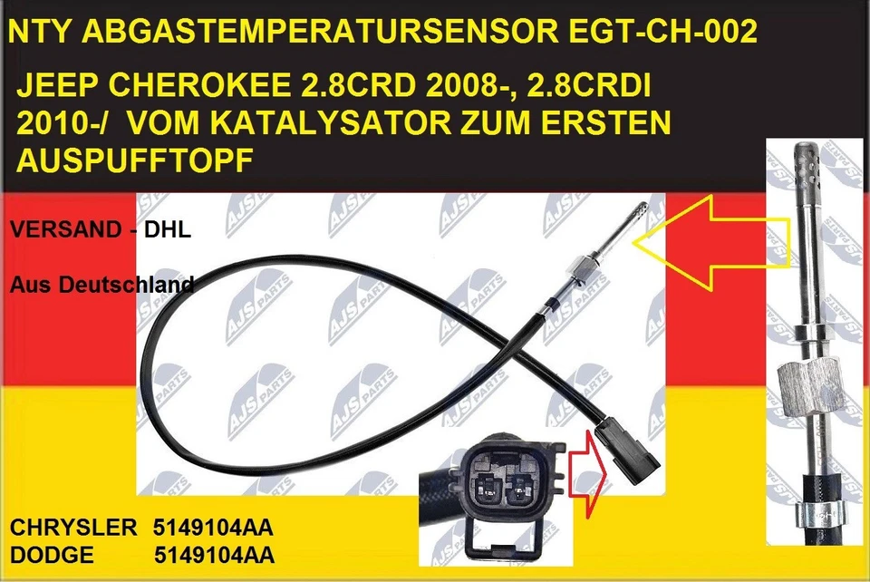 NUOVO SENSORE TEMPERATURA GAS DI SCARICO JEEP CHEROKEE 2.8CRD 2008-, 2.8CRDI 2010- DODGE NITRO - Immagine 1 di 1