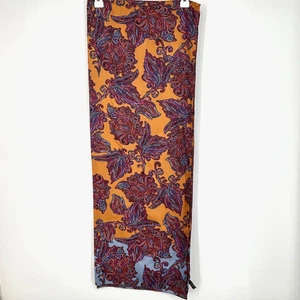The Limited Womens Large Rectangular Scarf Tan Blue Purple Stylized Floral Poly - Picture 1 of 8
